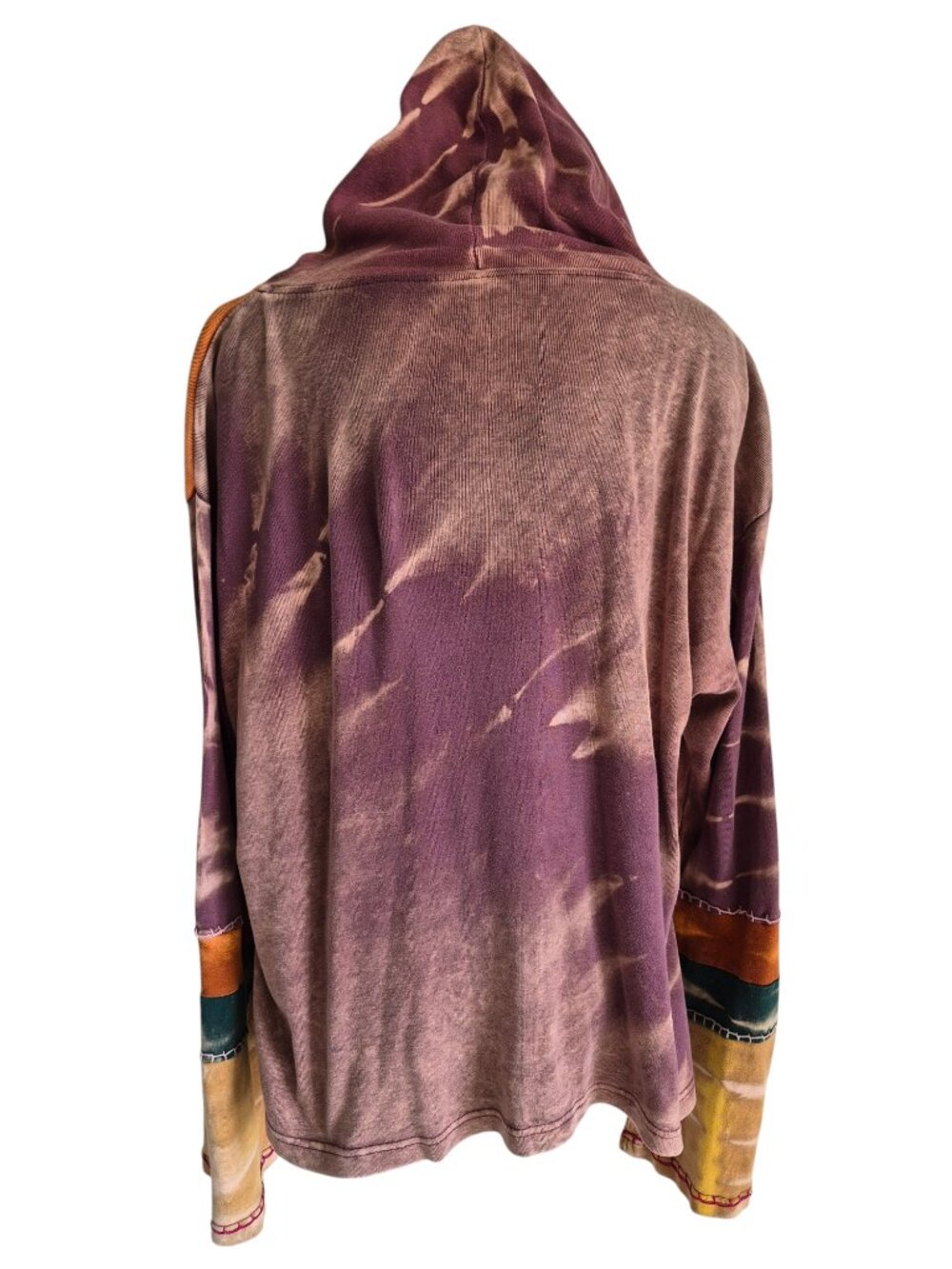 Made in Nepal Funky Unique Artsy Boho Patchwork Full Zip Hoodie Jacket Size XL - Picture 8 of 16